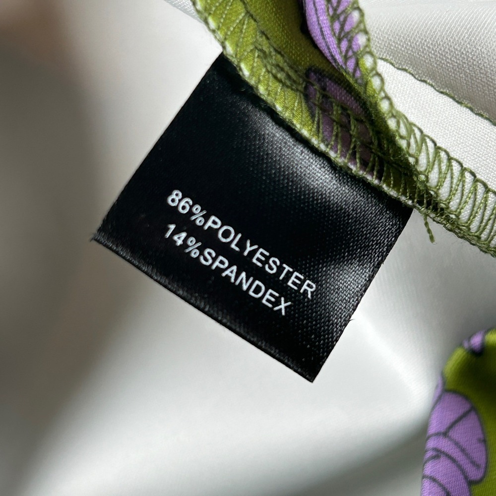 Cynthia Rowley The Bonded Flare Pant Womens 10 Green Purple Floral Retro Mod NWT - Picture 8 of 12